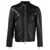 DSQUARED2 Black Biker Jacket With Mandarin Collar And Waist Straps In Leather Man Black