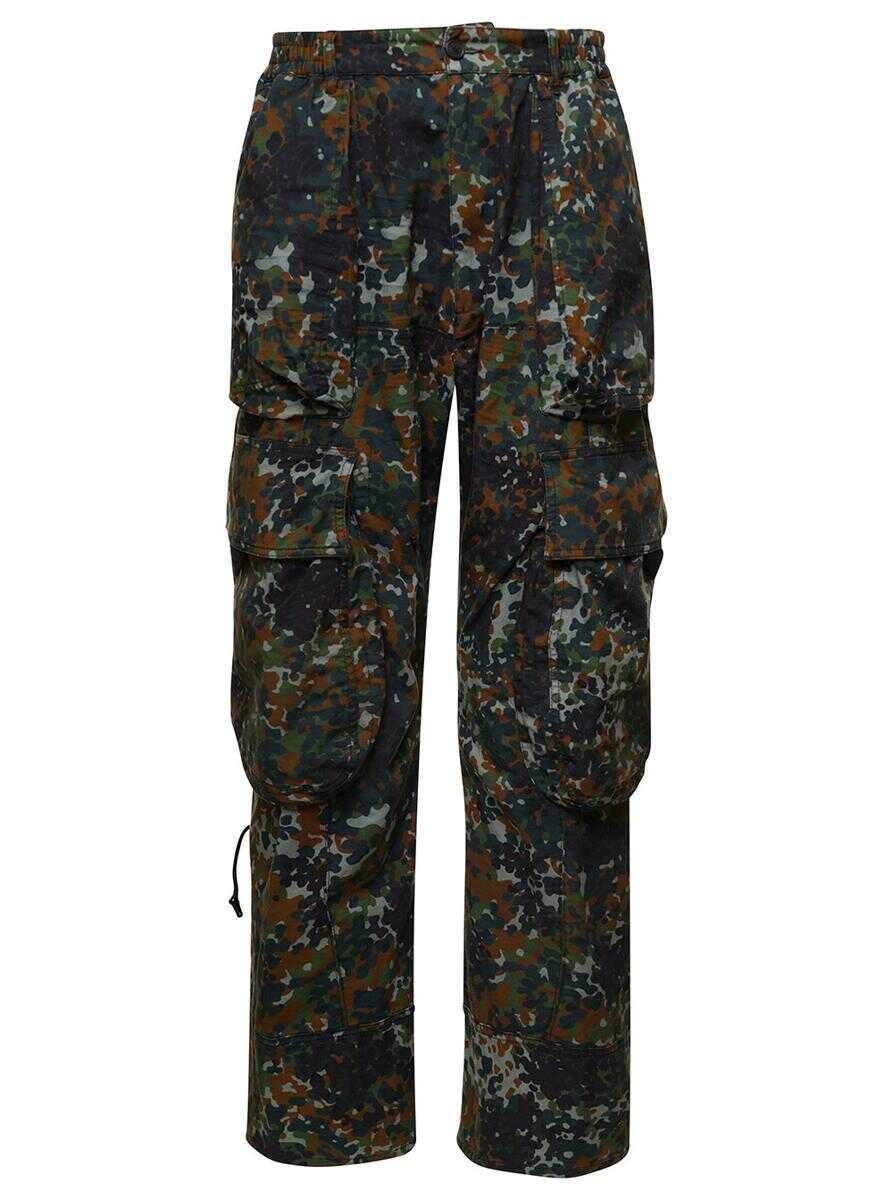 DSQUARED2 Multicolor Cargo Pants with Camo Print in Stretch Cotton Man Green