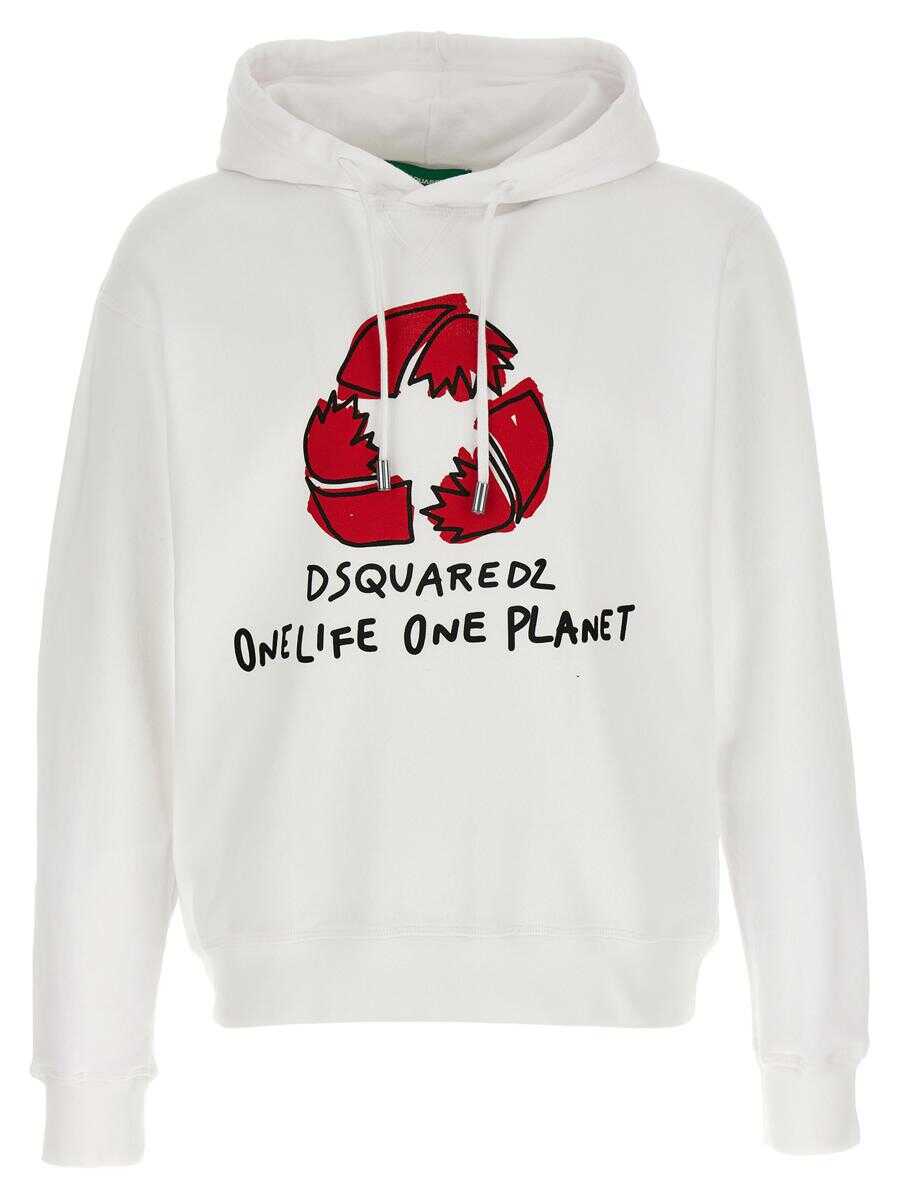 DSQUARED2 DSQUARED2 One Life One Planet \'Recycled Leaf\' hoodie White