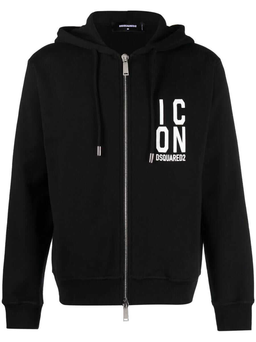 DSQUARED2 DSQUARED2 logo-print zipped hoodie BLACK