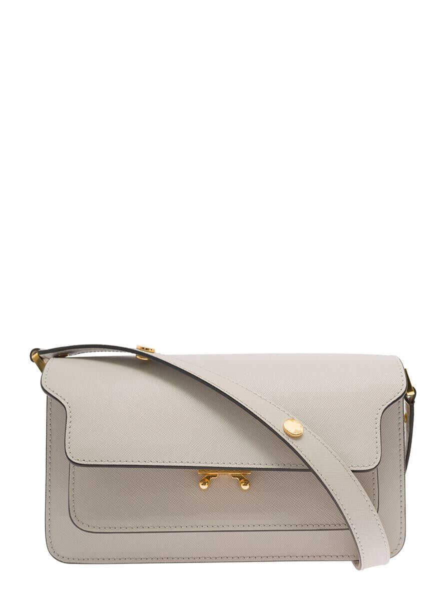 Marni \'Trunk\' White Shoulder Bag with Push-Lock Fastening in Leather Woman White