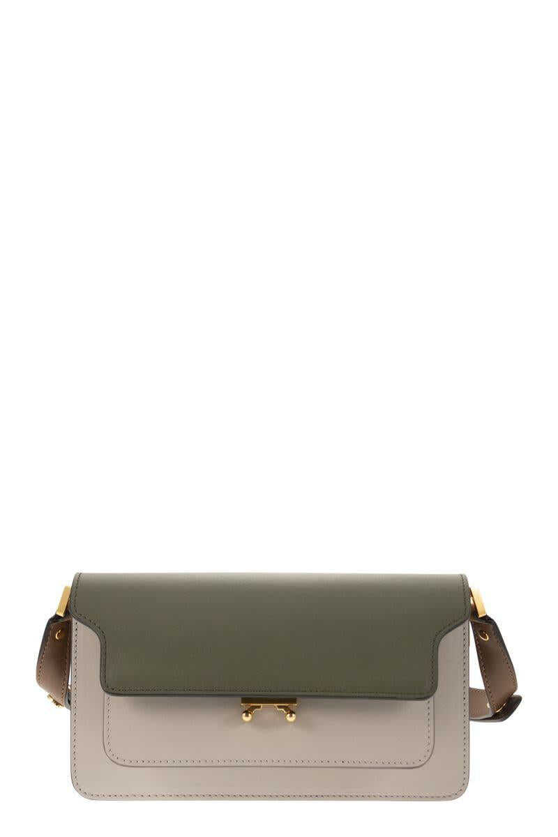 Marni MARNI TRUNK - Leather bag STONE/GREEN/BROWN