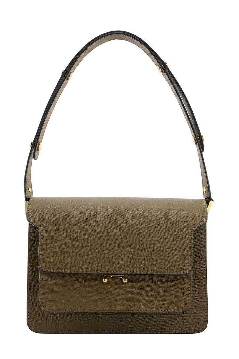 Marni MARNI TRUNK Bag In Mono-Coloured Saffiano Calfskin CIGAR