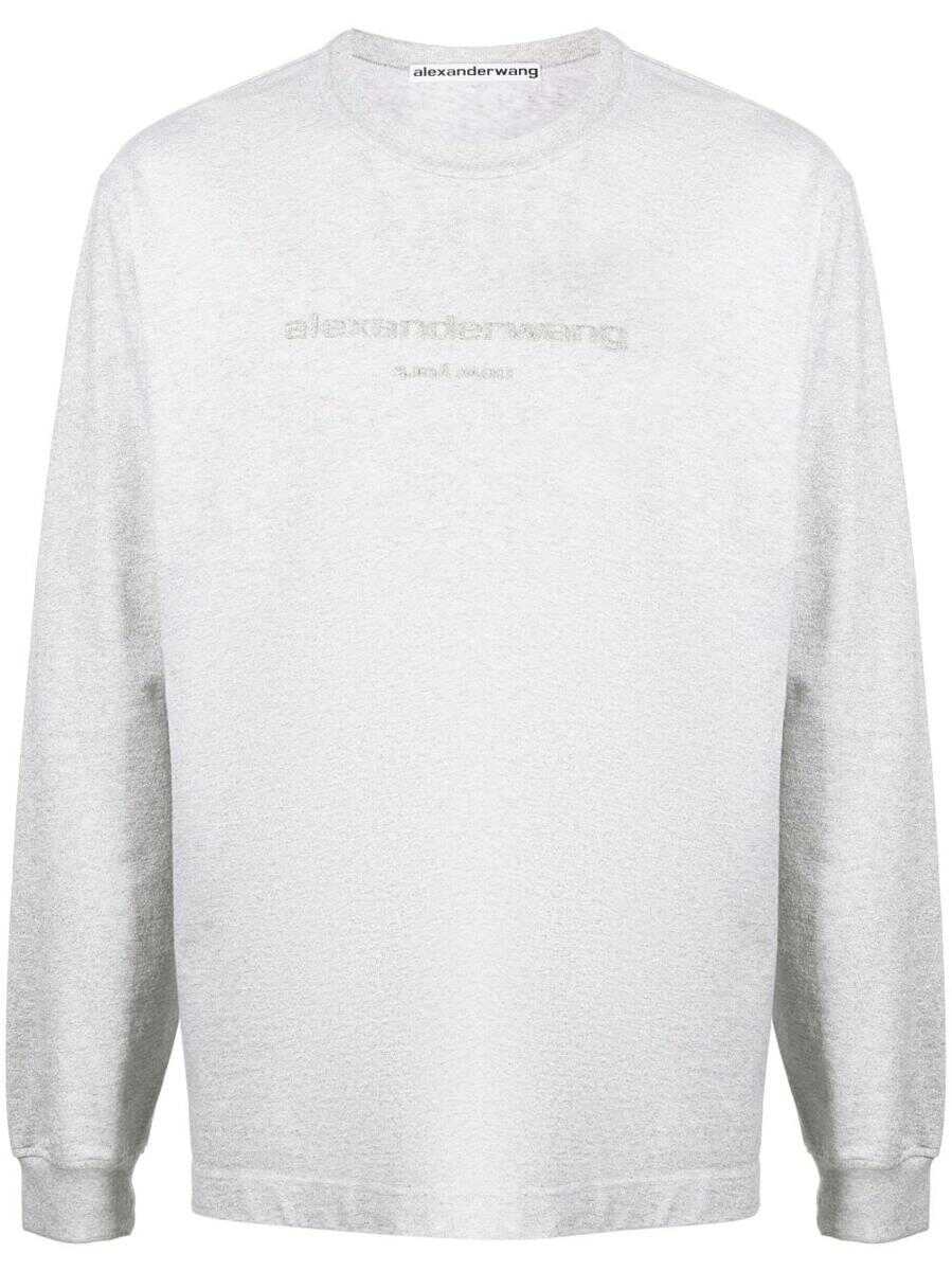 Alexander Wang ALEXANDER WANG LONG SLEEVE T-SHIRT WITH GLITTER CLOTHING GREY