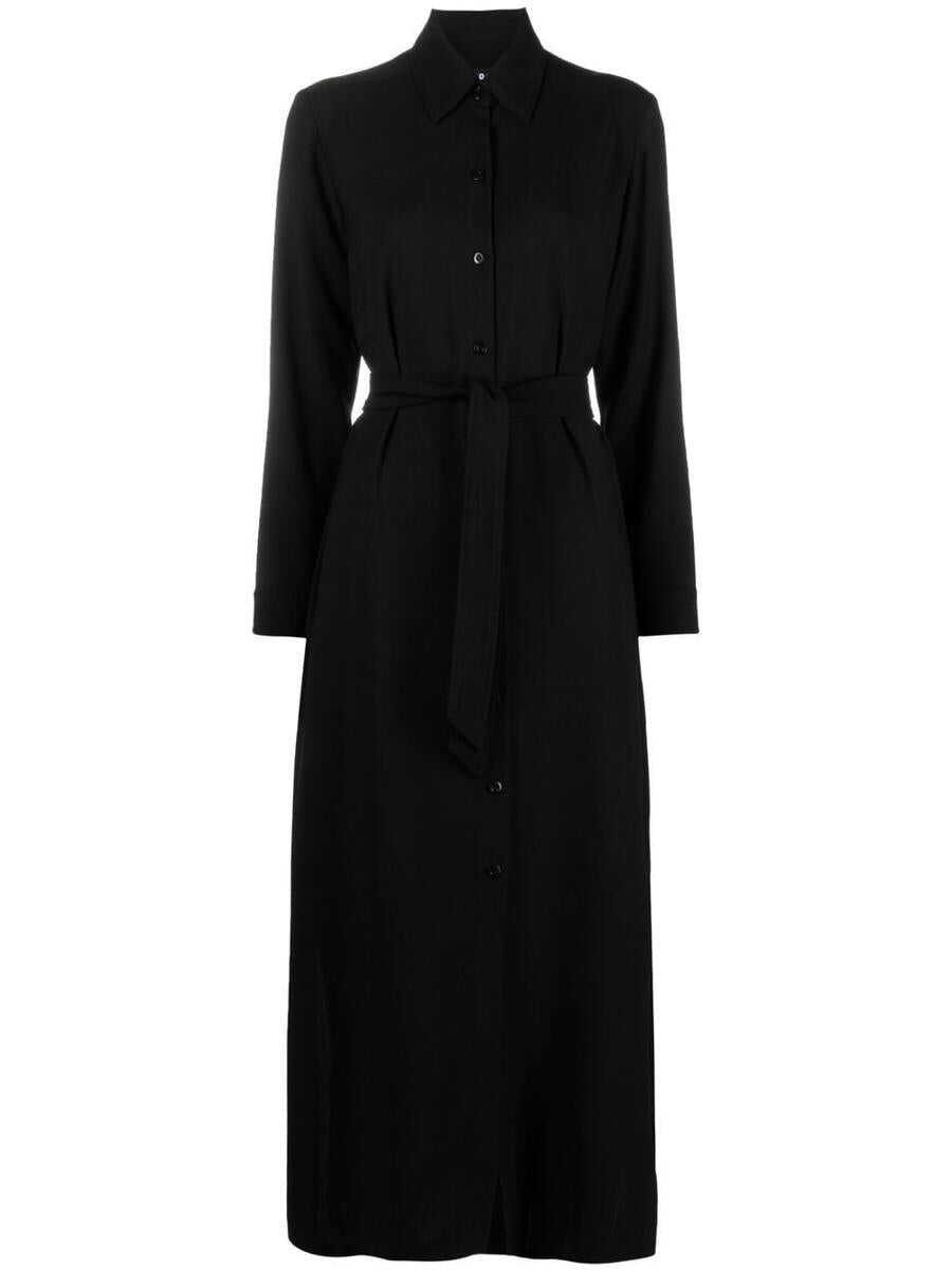 A.P.C. \'Gwyneth\' Long Black Belted Dress in Wool Blend Woman Black