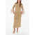 STEPHAN JANSON Silk Maxi Dress With Feathers On Bottom Sleeves Beige