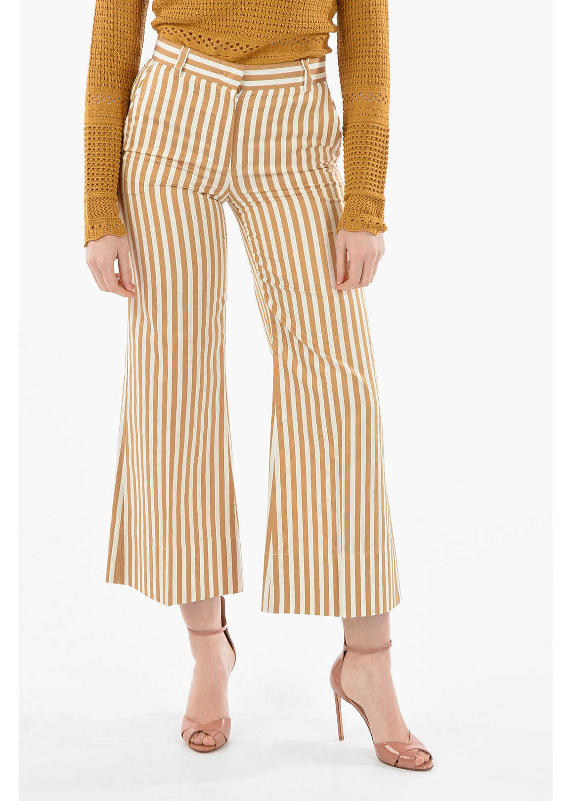 QL2 Striped Cotton And Silk Melody Pants White