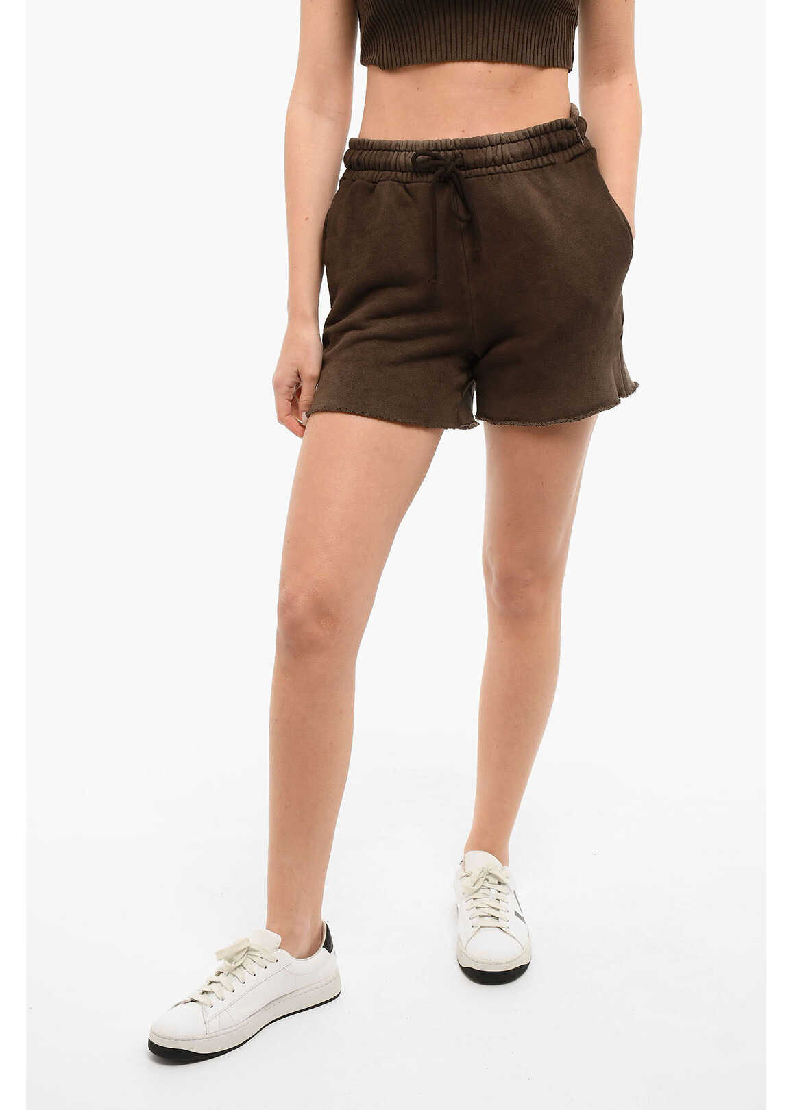 COTTON CITIZEN Frayed Shorts With Drawstring Brown