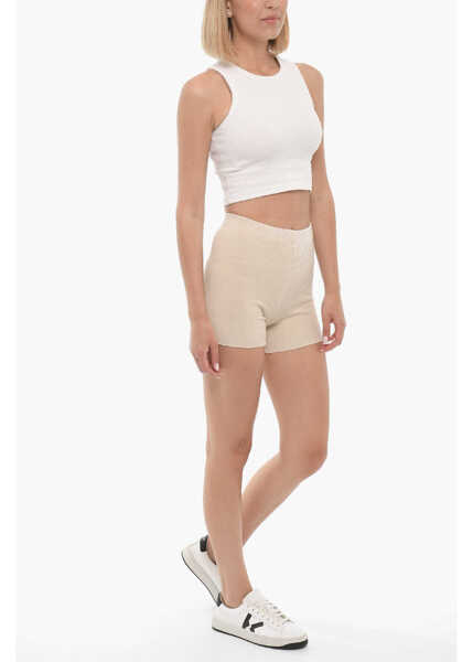 Pantaloni scurti COTTON CITIZEN Stretch Cotton Ribbed Shorts Beige Femei (BM 10578584) 4