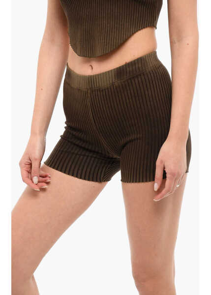 Pantaloni scurti COTTON CITIZEN Ribbed Shorts With Distressed Detailing Brown Femei (BM 10578587) 3