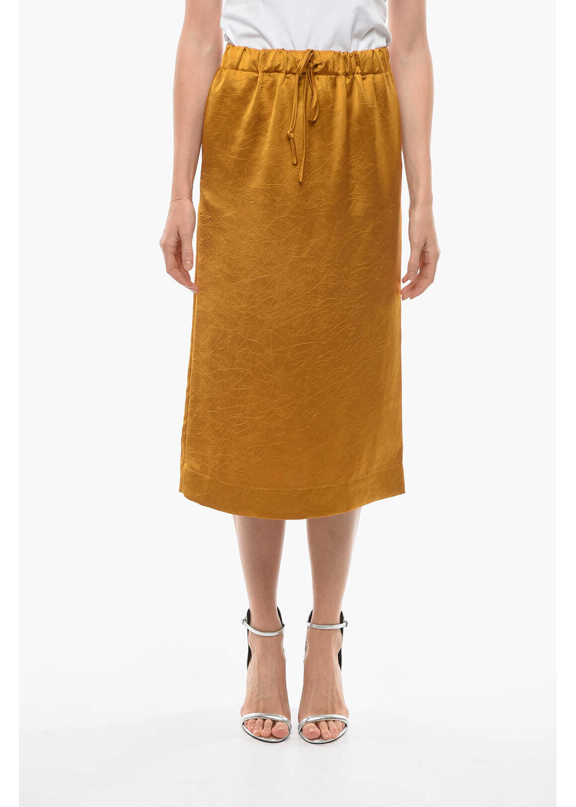 RODEBJER Crepe-Effect Claire Maxi Sheath Skirt With Split On The Back Yellow