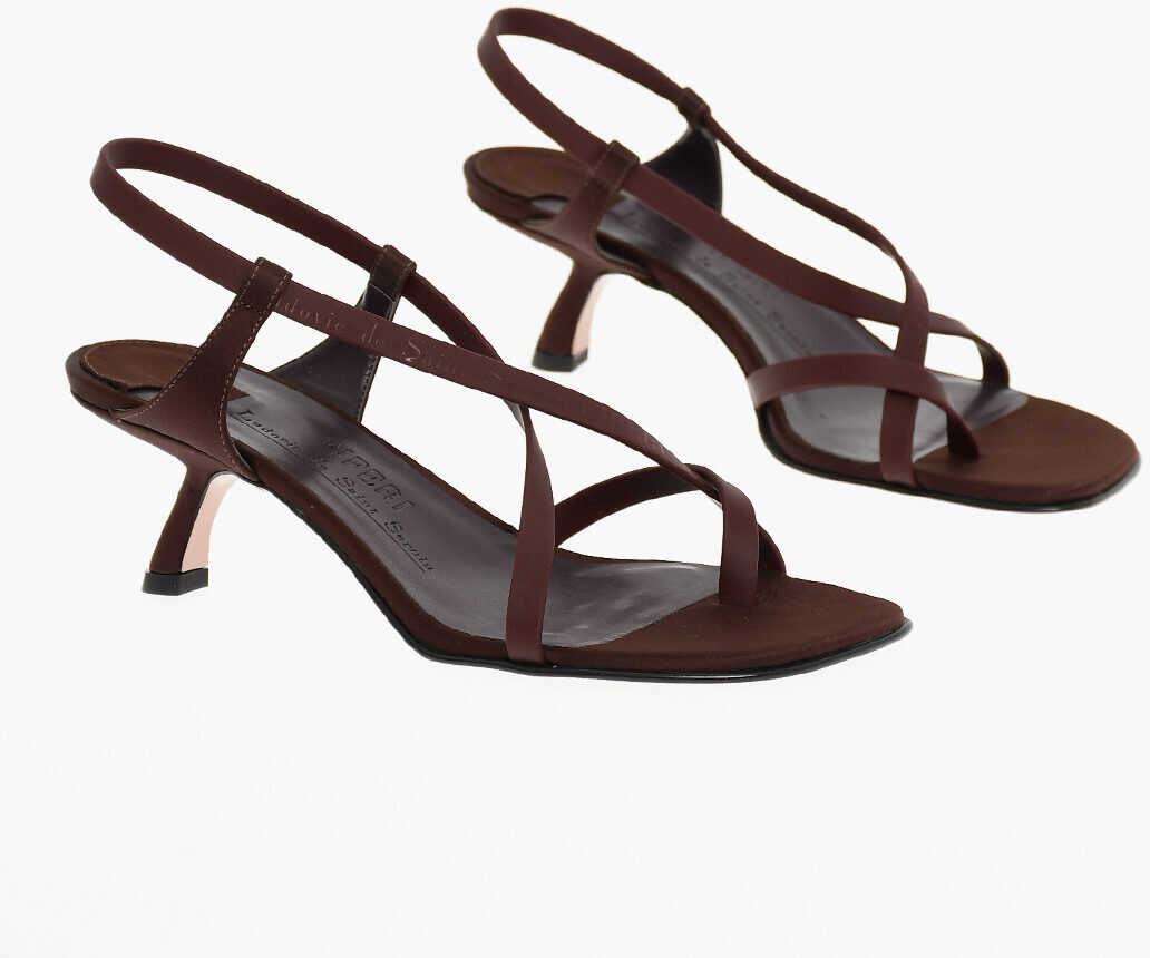 PIFERI Logoed Strap Sandals Heel 7 Cm Brown