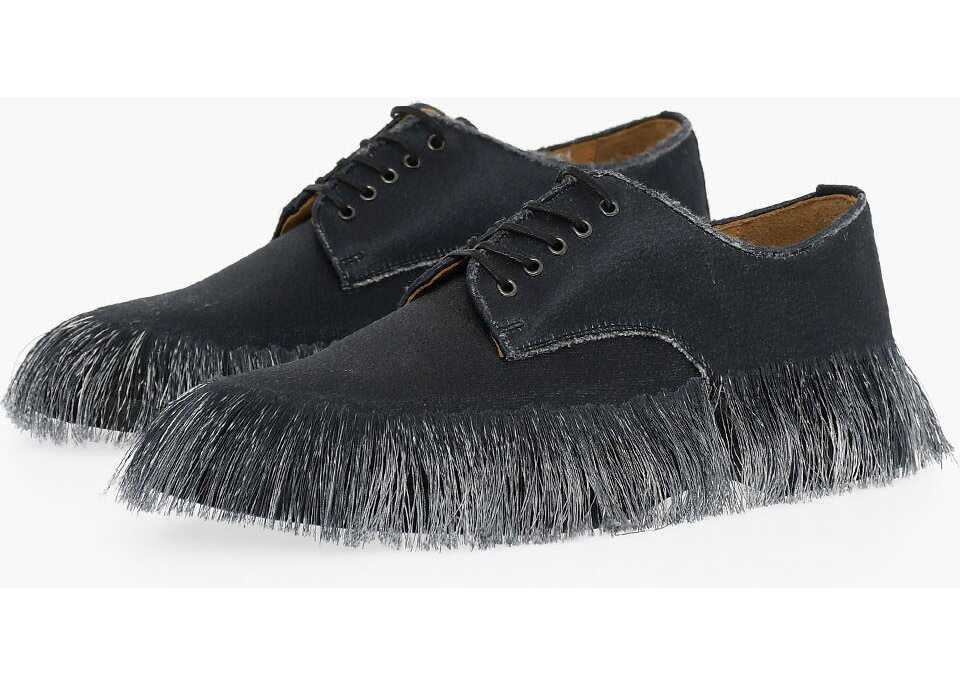DOUBLET Fringed Derby Shoes Wtih Rubber Sole Black