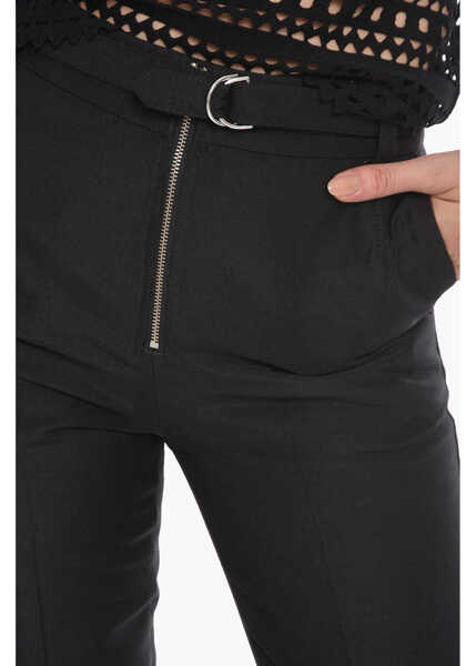 Pantaloni office CAPASA Pleat-Front Trousers With Double-Ring Buckle Black Femei (BM 10578623) 3