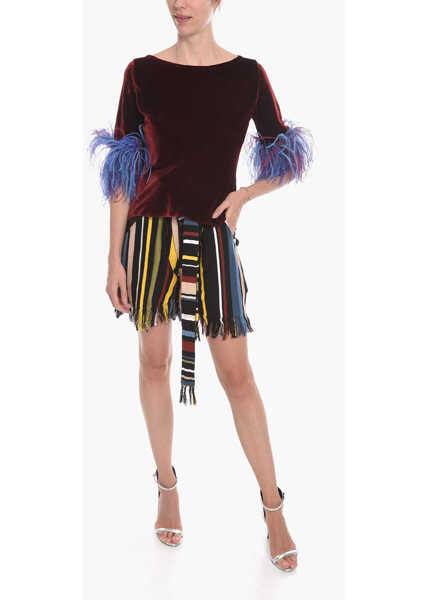 Tricouri STEPHAN JANSON Velour T-Shirt With 3/4 Sleeves And Feathers Detail Red Femei (BM 10578626) 4