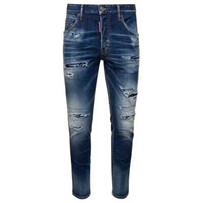 Blugi DSQUARED2 Cool Guy Blue Jeans with Logo Patch in Stretch Cotton Denim  Man (BM12493254) - Boutique Mall Romania
