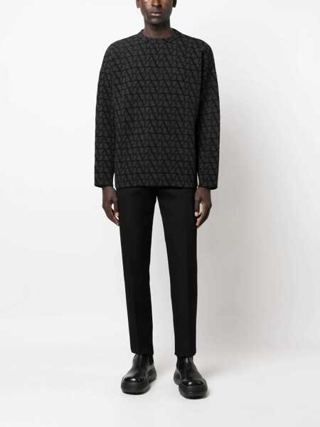 Pulovere Valentino Garavani Valentino Garavani Dark Grey And Black Wool Jumper Black Barbati (BM 10591493) 2