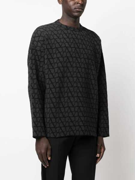 Pulovere Valentino Garavani Valentino Garavani Dark Grey And Black Wool Jumper Black Barbati (BM 10591493) 3