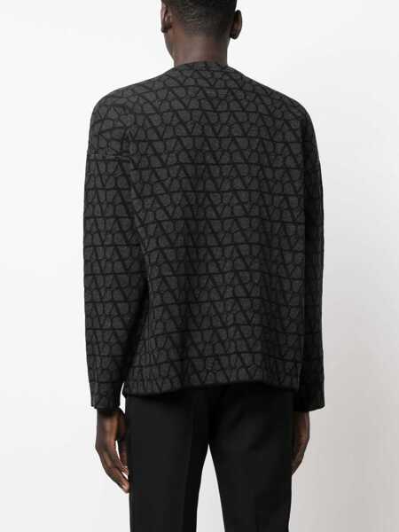 Pulovere Valentino Garavani Valentino Garavani Dark Grey And Black Wool Jumper Black Barbati (BM 10591493) 4
