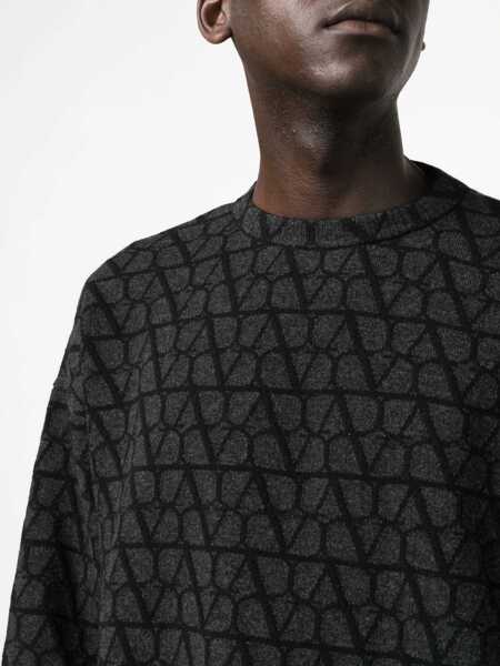 Pulovere Valentino Garavani Valentino Garavani Dark Grey And Black Wool Jumper Black Barbati (BM 10591493) 5