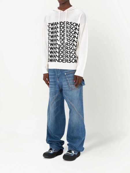 Pulovere JW Anderson JW Anderson White And Black Wool Sweatshirt WHITE Barbati (BM 10609118) 2