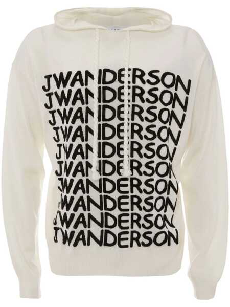 Pulovere JW Anderson JW Anderson White And Black Wool Sweatshirt WHITE Barbati (BM 10609118) 1