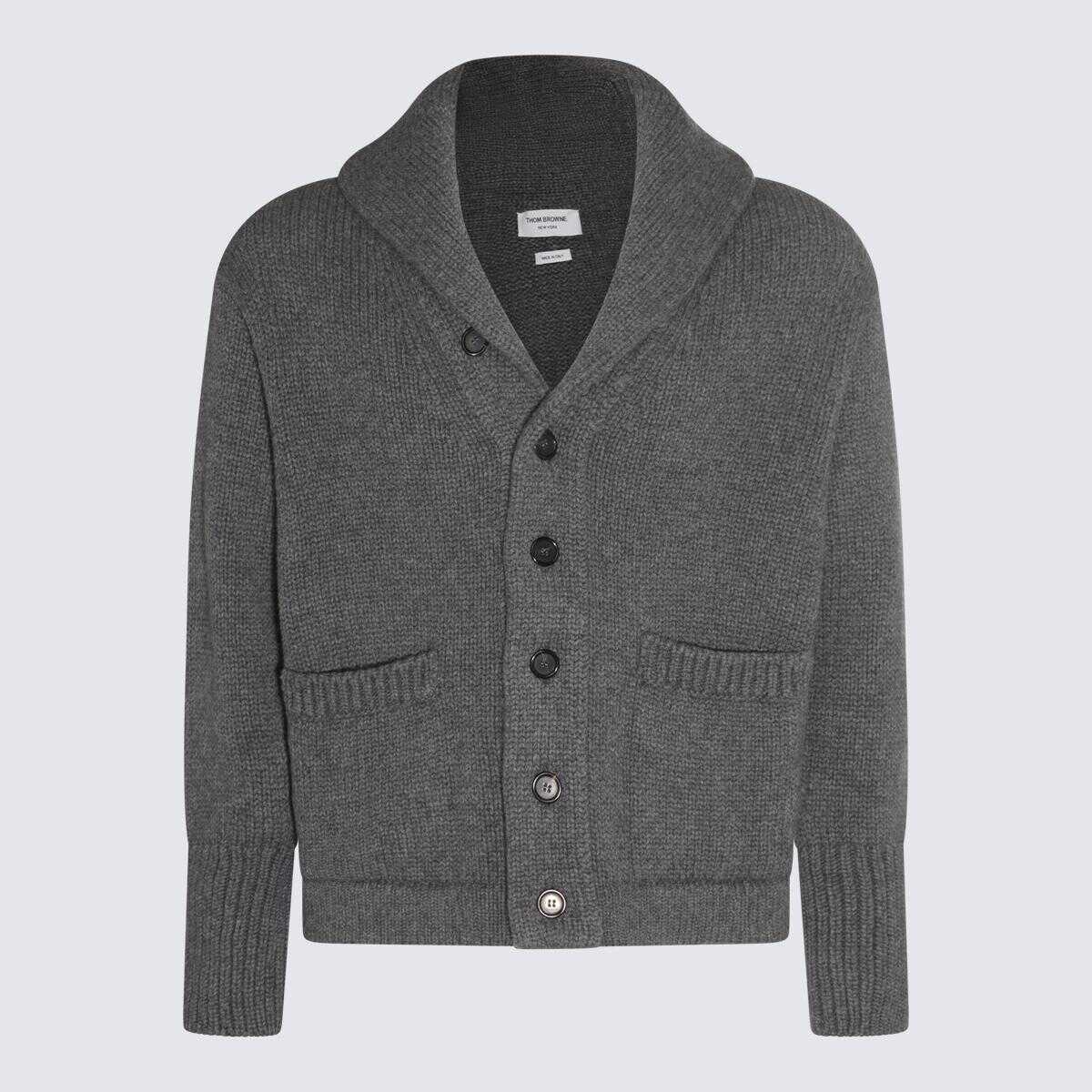 Thom Browne THOM BROWNE GREY WOOL CARDIGAN MED GREY