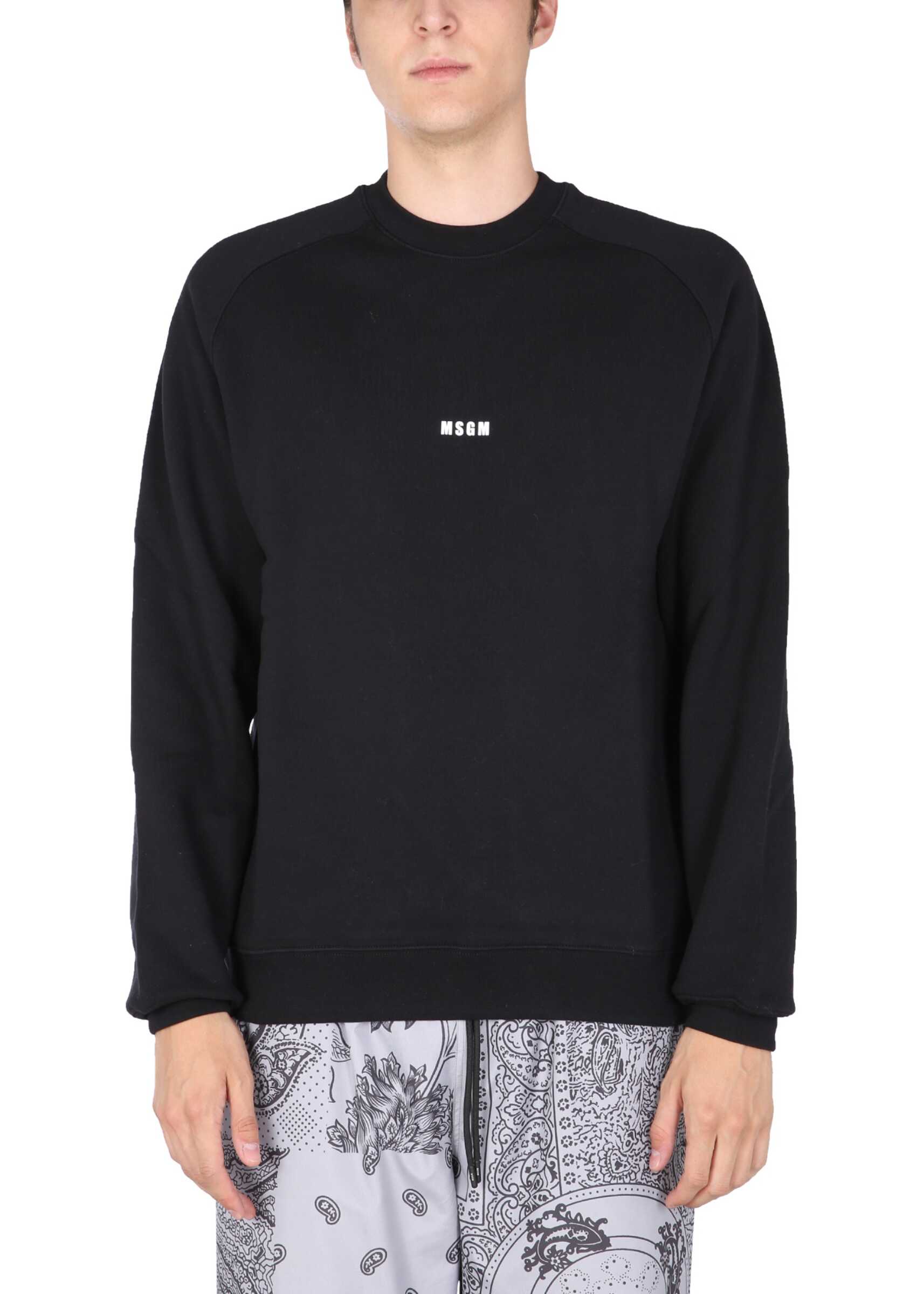 MSGM Crewneck Sweatshirt With Logo BLACK