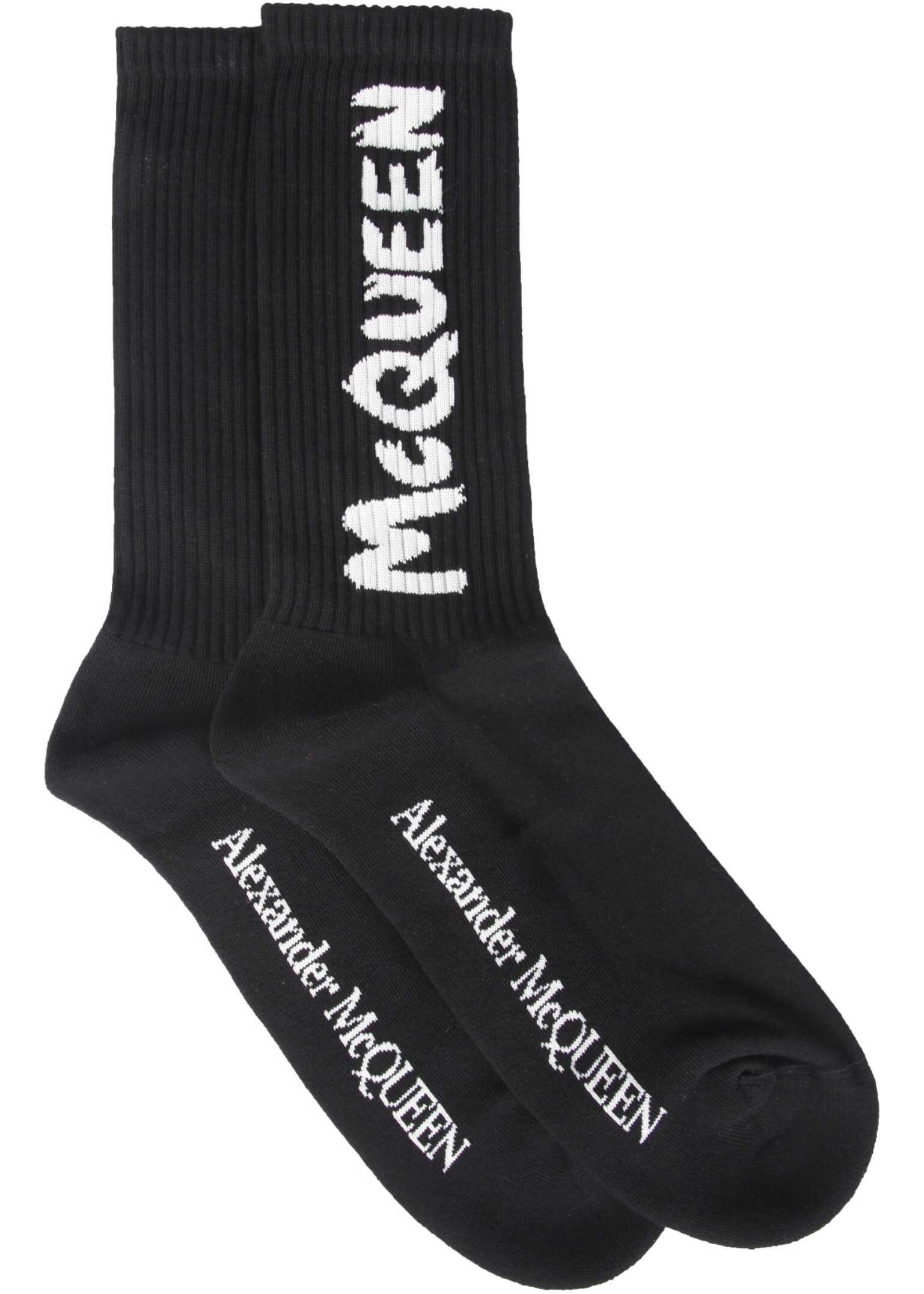 Alexander McQueen Graffiti Logo Socks BLACK