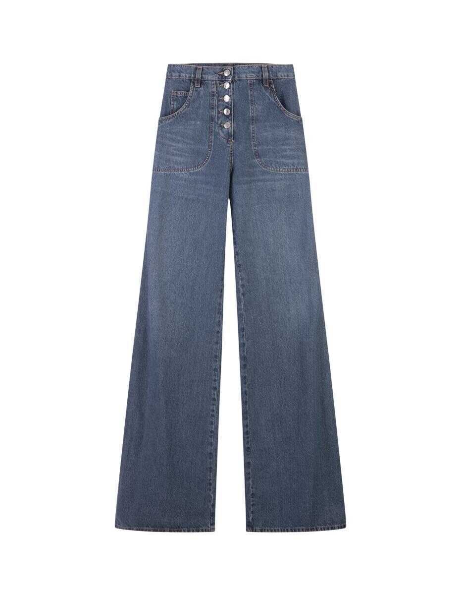 ETRO ETRO Navy Flared Jeans With Embroidery Blue