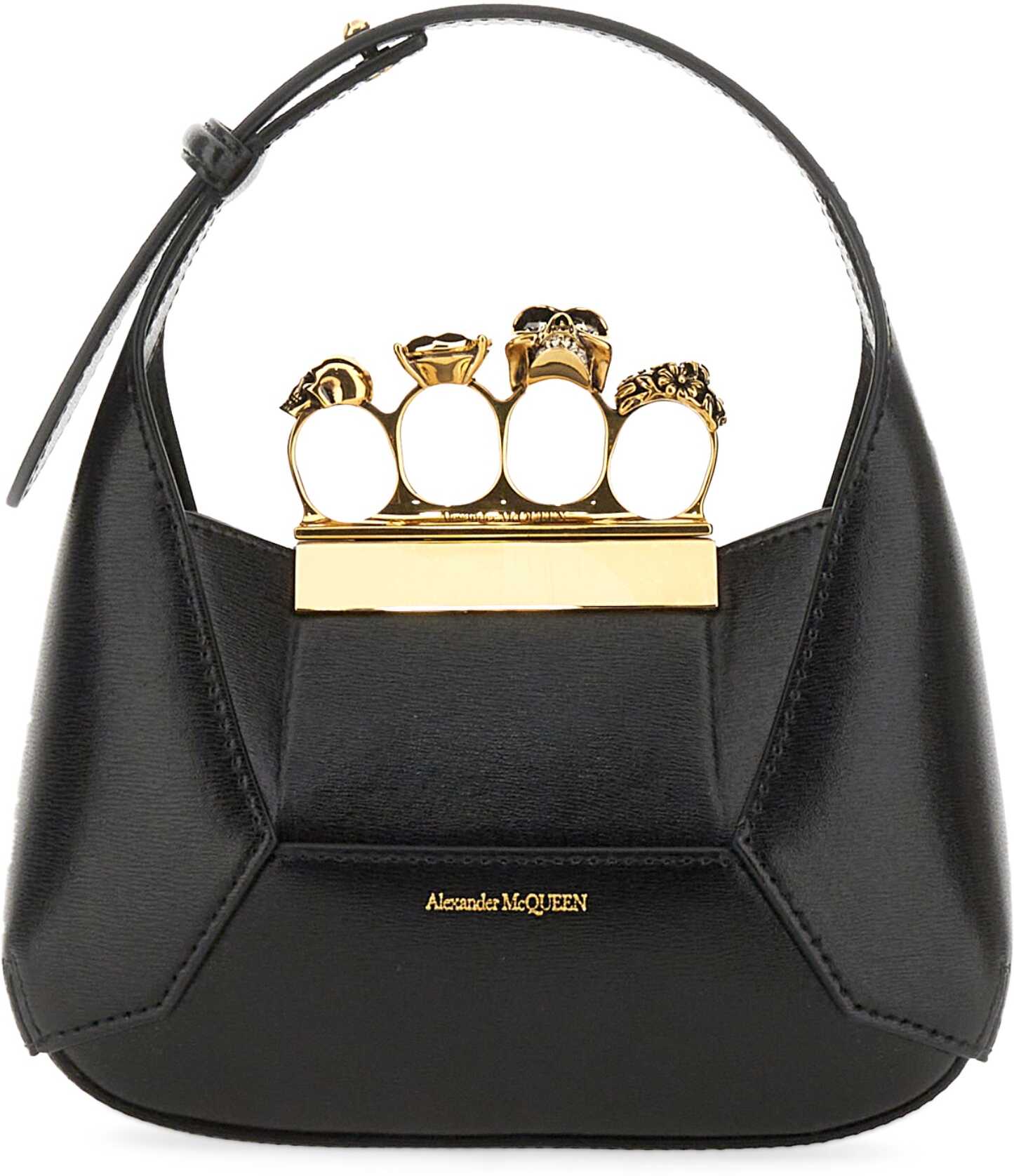 Alexander McQueen Jewelled Mini Hobo Bag BLACK