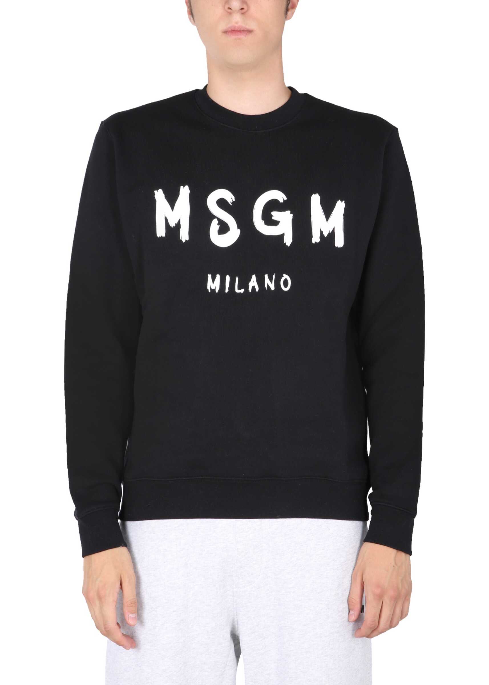 MSGM Crewneck Sweatshirt With Logo BLACK