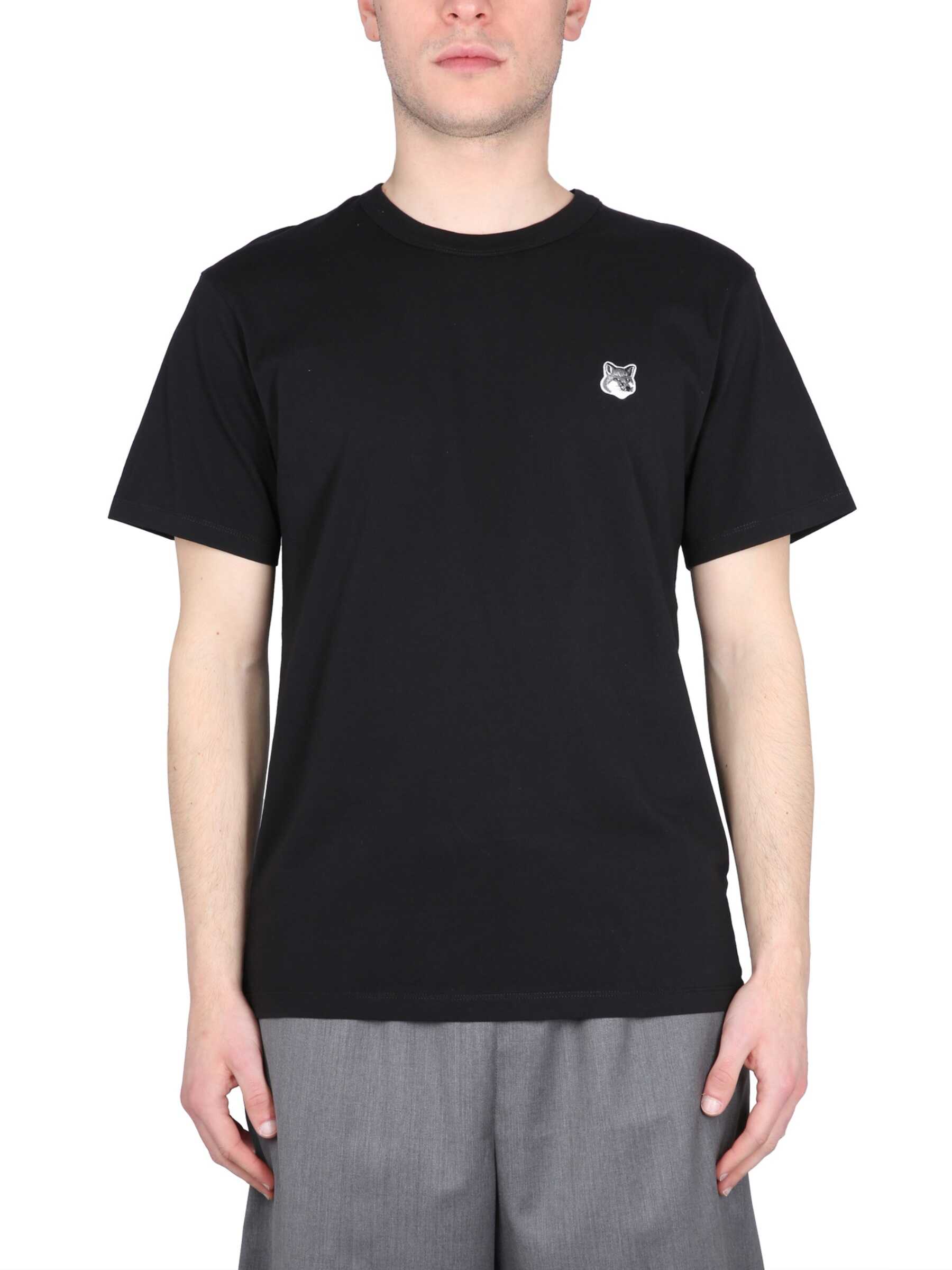 MAISON KITSUNÉ Grey Fox Head Patch T-Shirt BLACK