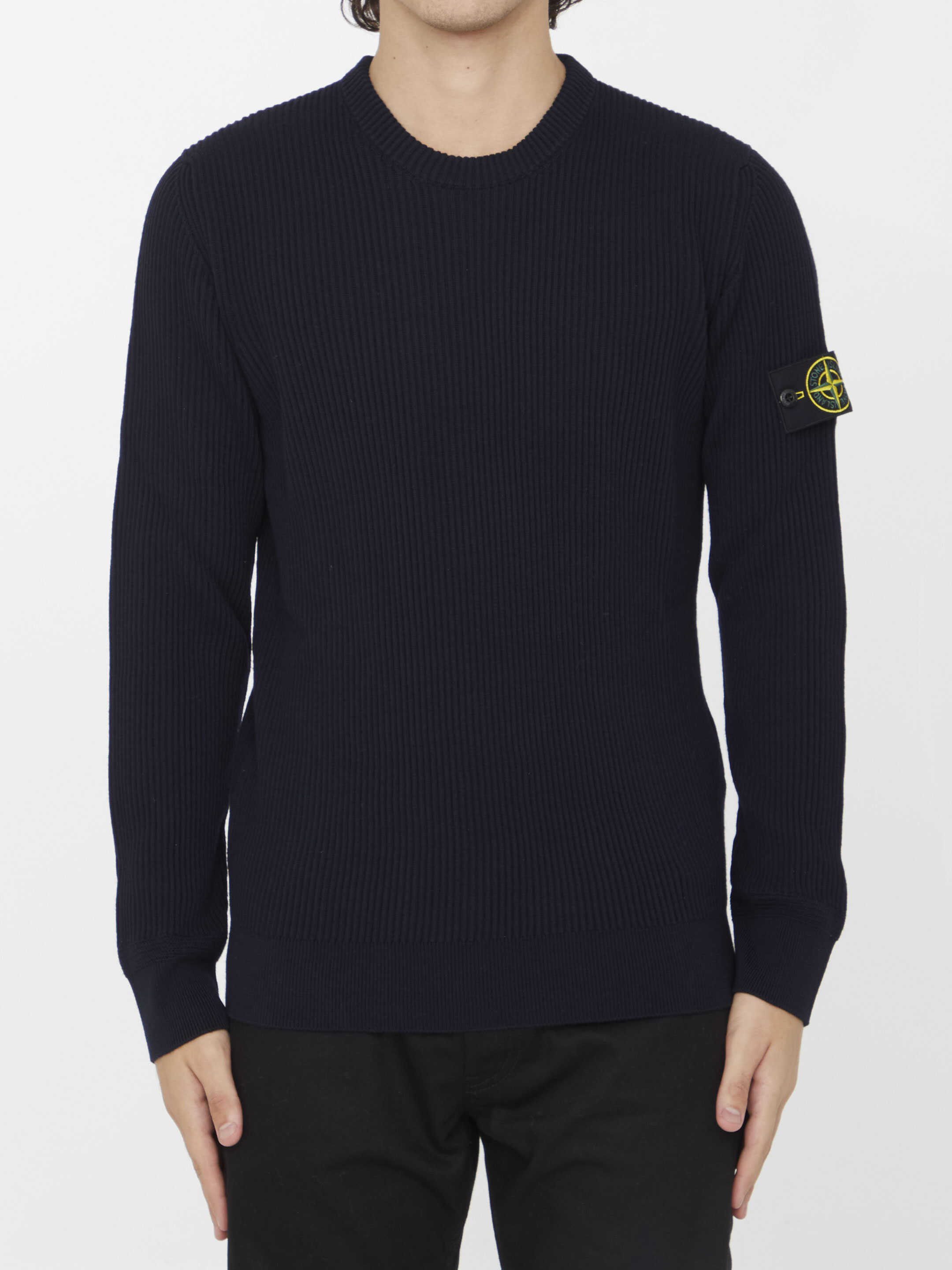 Stone Island Logo-Patch Knit Jumper BLUE