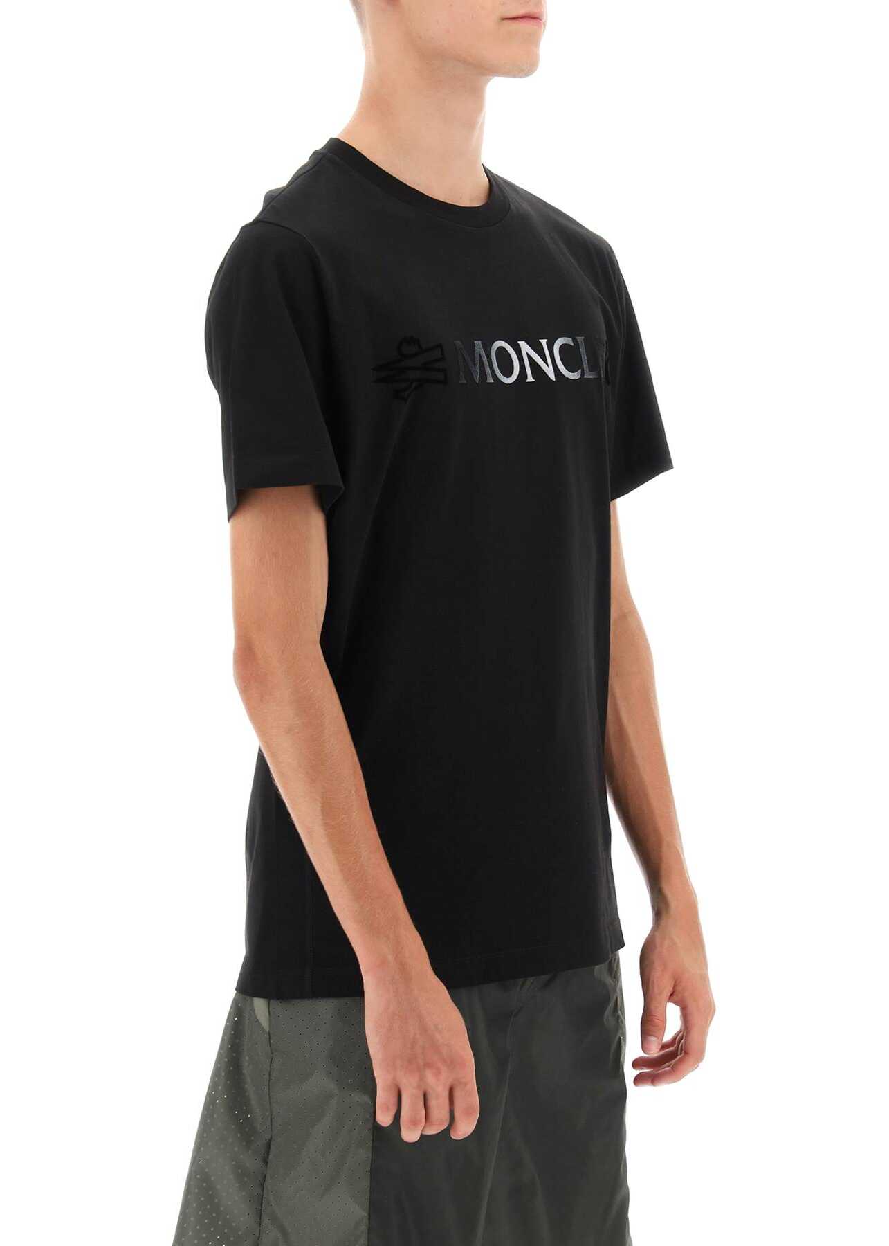 Moncler Basic Flocked Logo T-Shirt BLACK