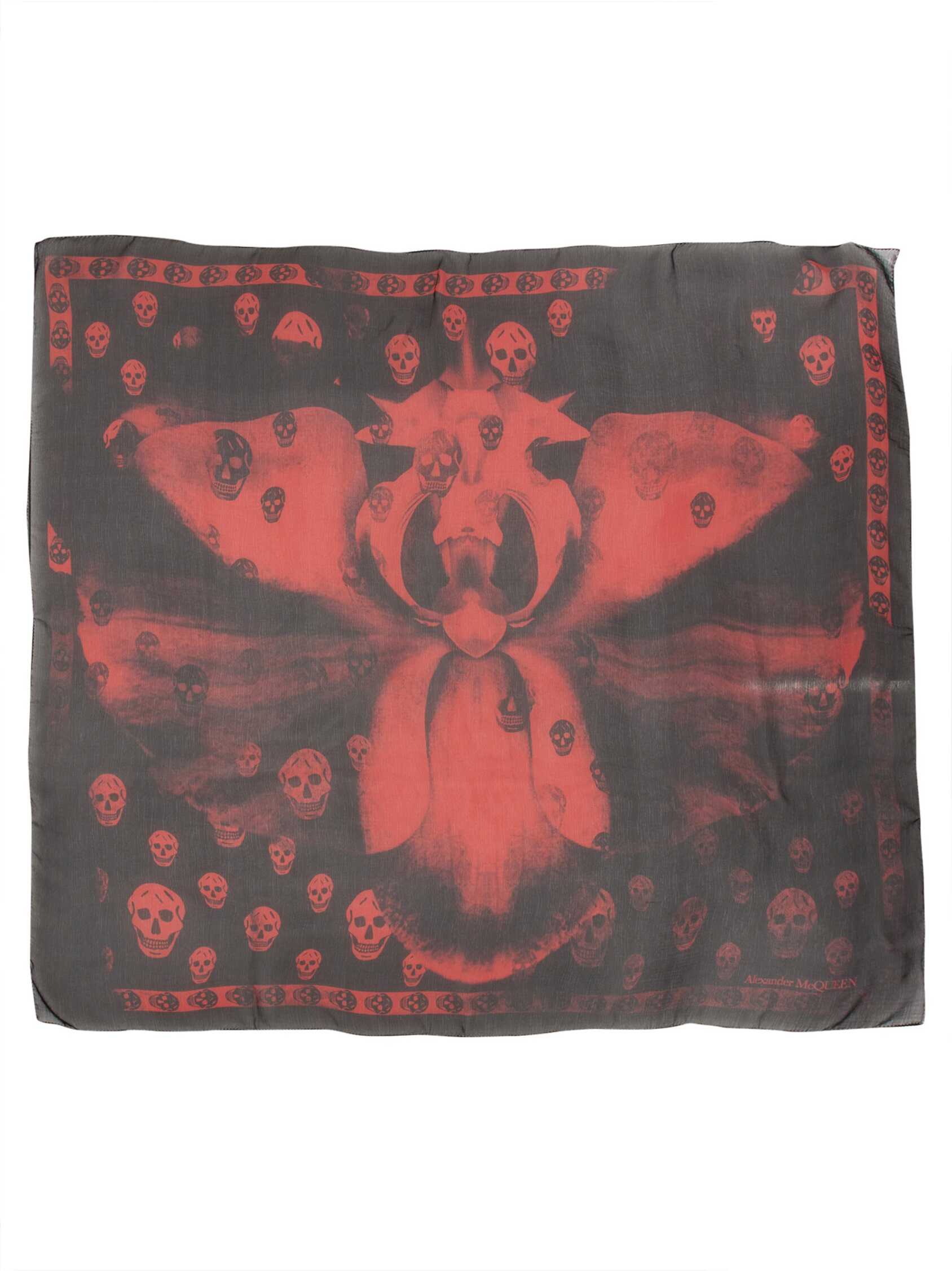 Alexander McQueen Skull Orchid Scarf BLACK