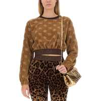 Topuri Dolce & Gabbana Dama - Bluze de trening Dolce & Gabbana Short Chenille Sweatshirt BEIGE Femei (BM 10639547) - B-mall.ro
