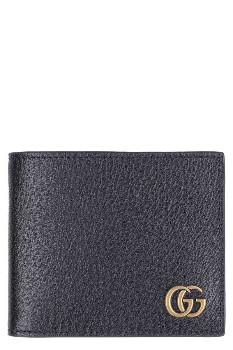 Gucci GUCCI LEATHER FLAP-OVER WALLET BLACK