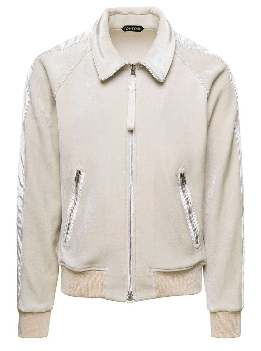 Tom Ford BONDED VLOUR ZIP WHITE