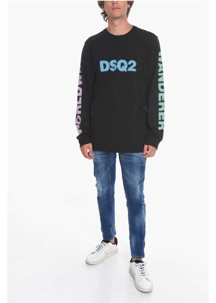 Bluze de trening DSQUARED2 Crewneck Sweatshirt With Logo Print Black Barbati (BM 10665167) 4