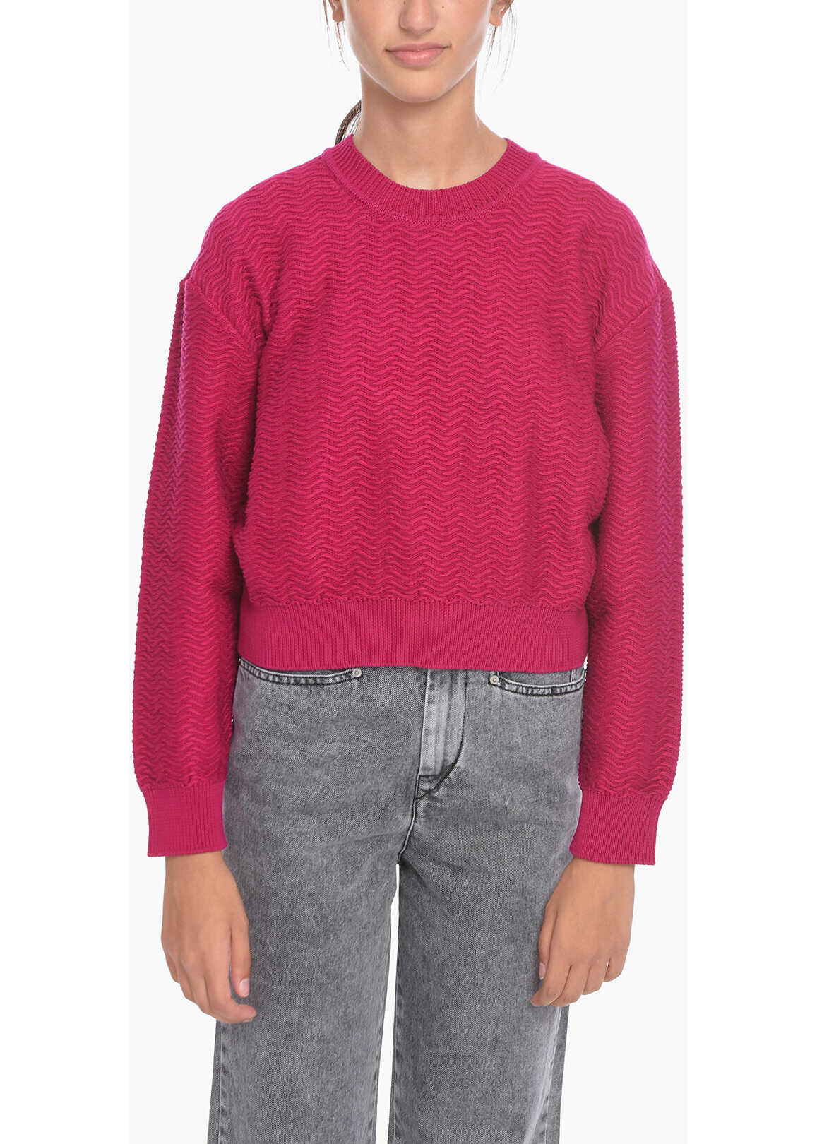 Armani Emporio Sustainability Project Textured-Cotton Creweck Sweat Pink