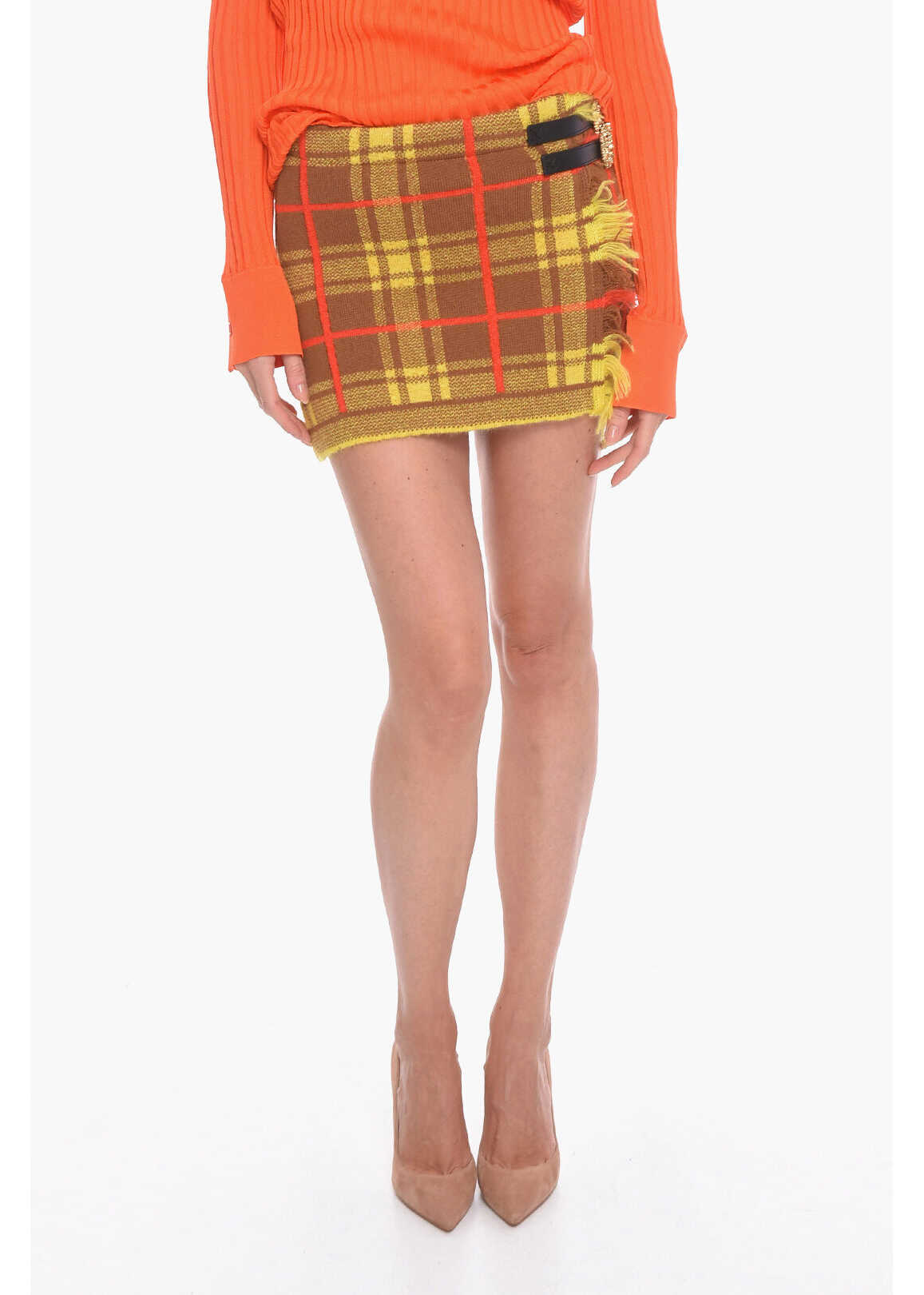 CORMIO Mohair-Blend Tracy Miniskirt With Tartan Pattern Brown