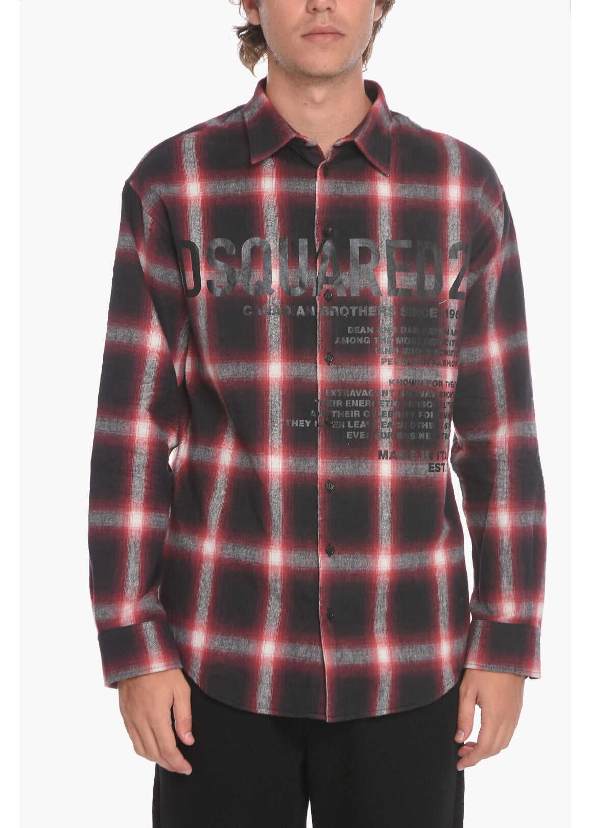 DSQUARED2 Check-Patterned Shirt With Logo Print Red