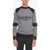 Balmain Crew Neck Virgin Wool Sweater With Ribbed Details Gray
