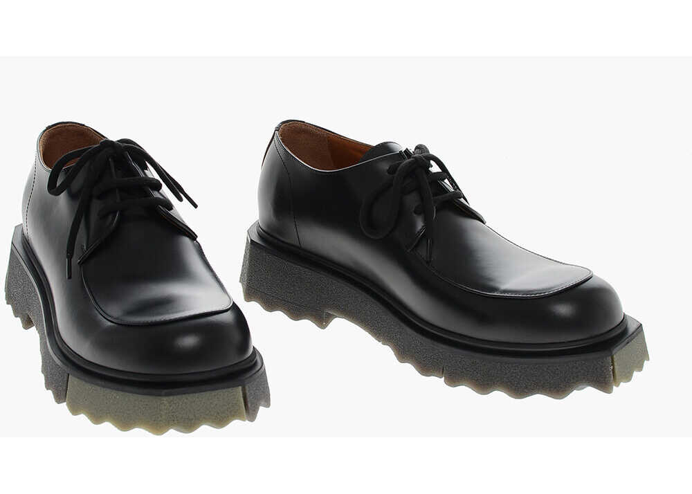 Off-White Calfskin Oxford Derby Shoes 5Cm Black