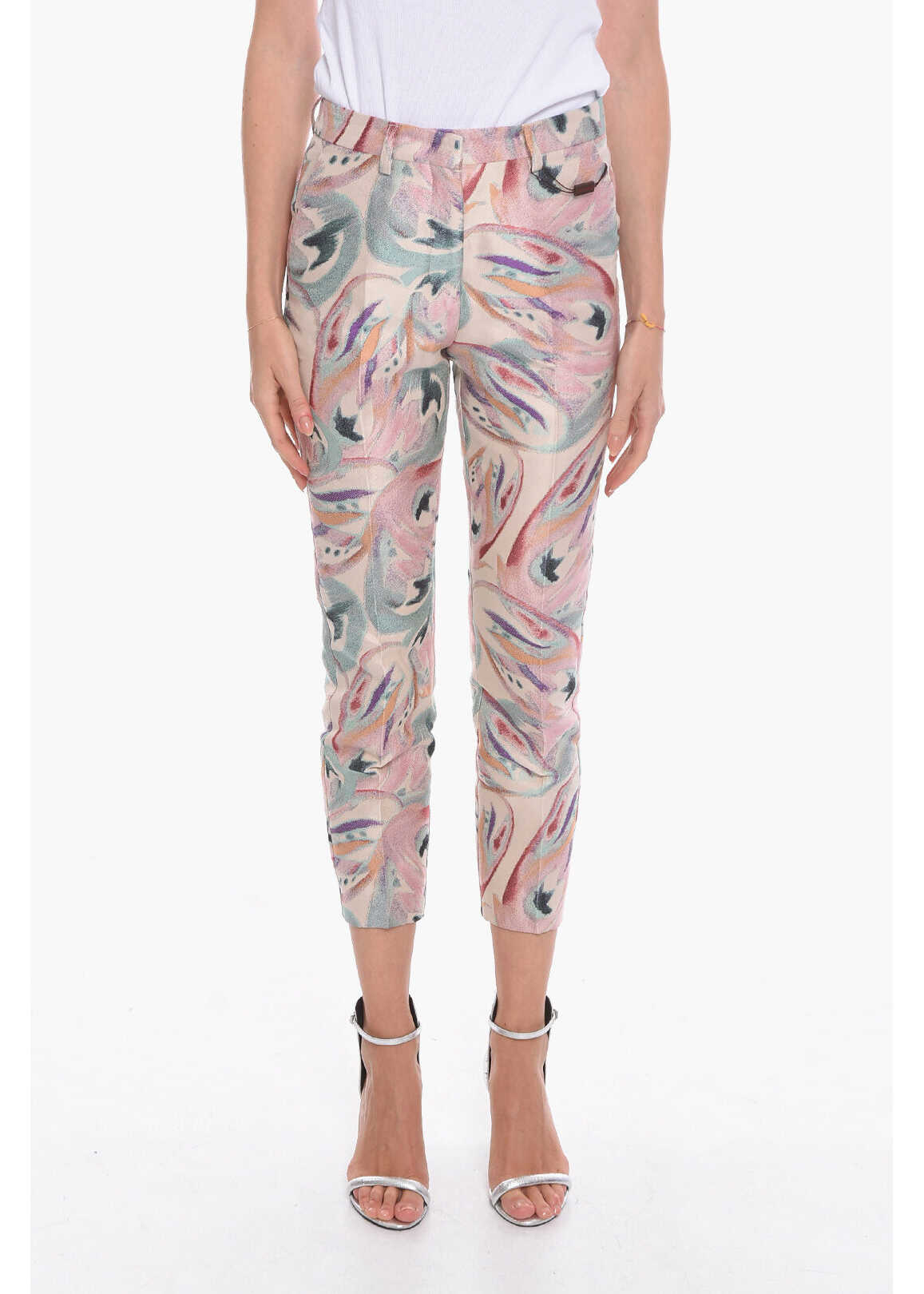 ETRO Jacquard Multicolored Trousers With Cropped Leg Multicolor