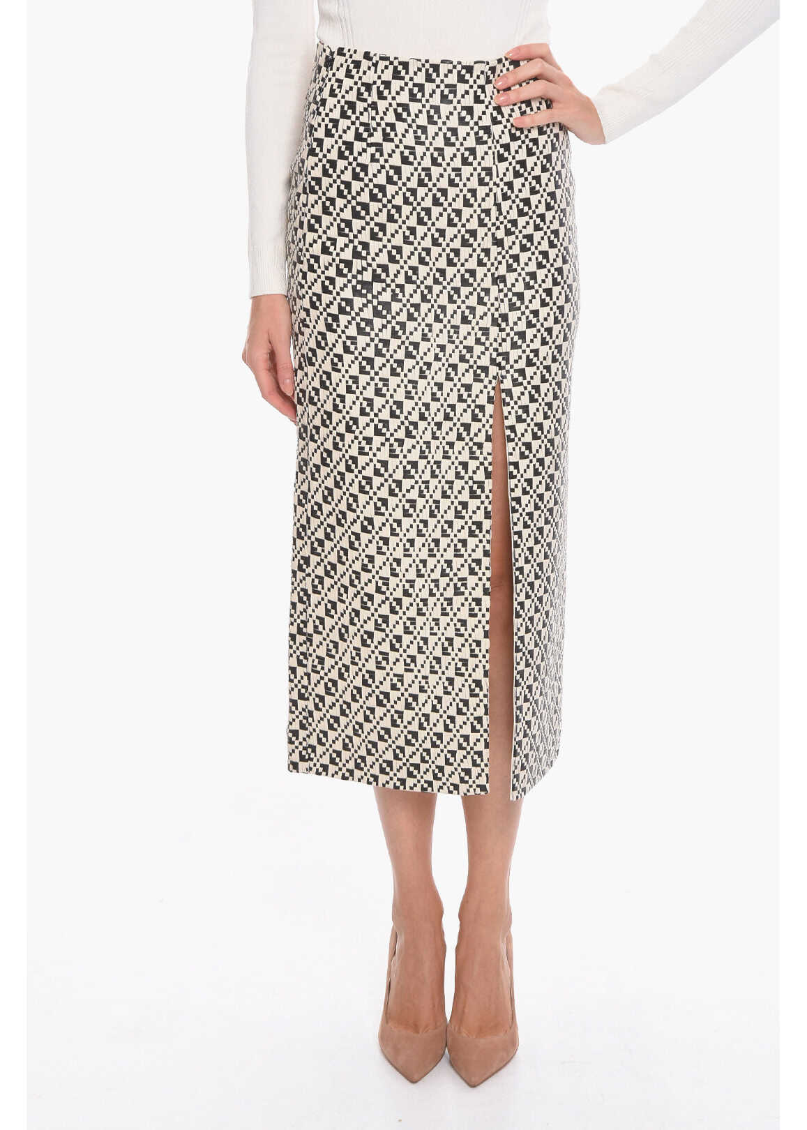 DODO BAR OR Woven Leather Poly Skirt