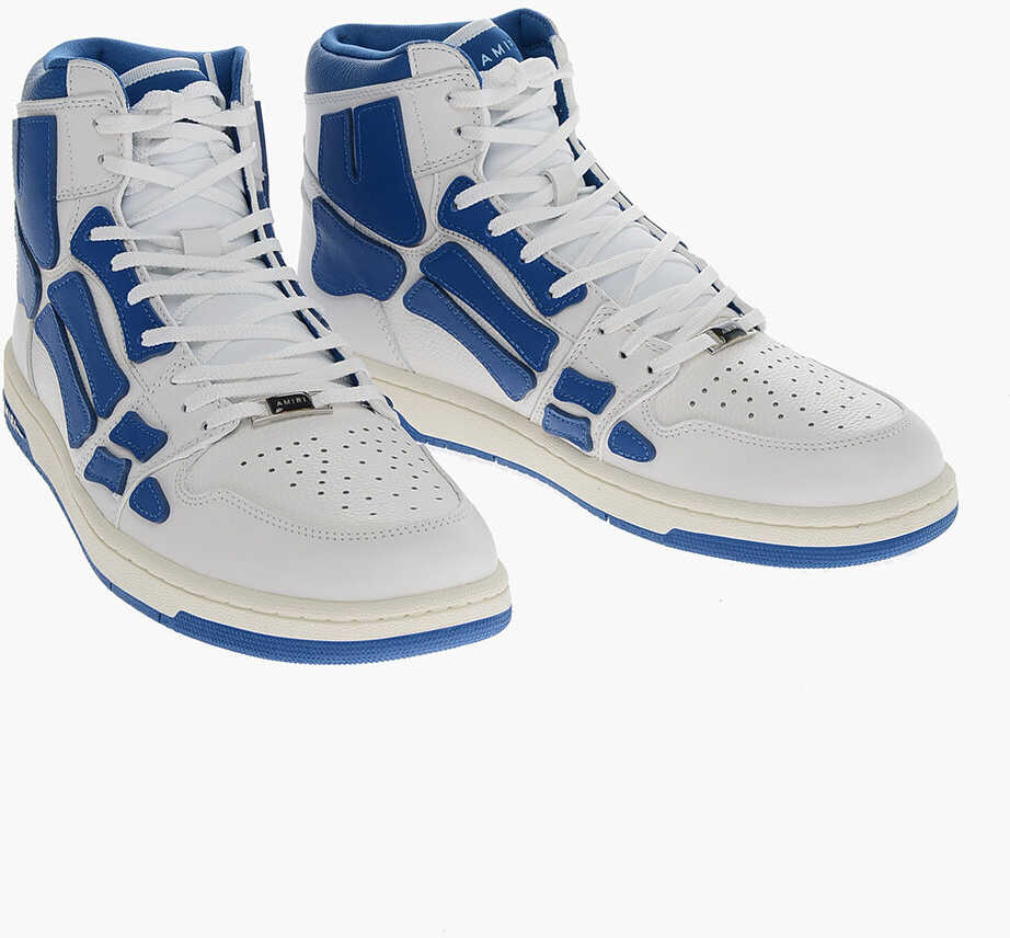 AMIRI High-Top Skel Top Leather Sneakers With Patches White