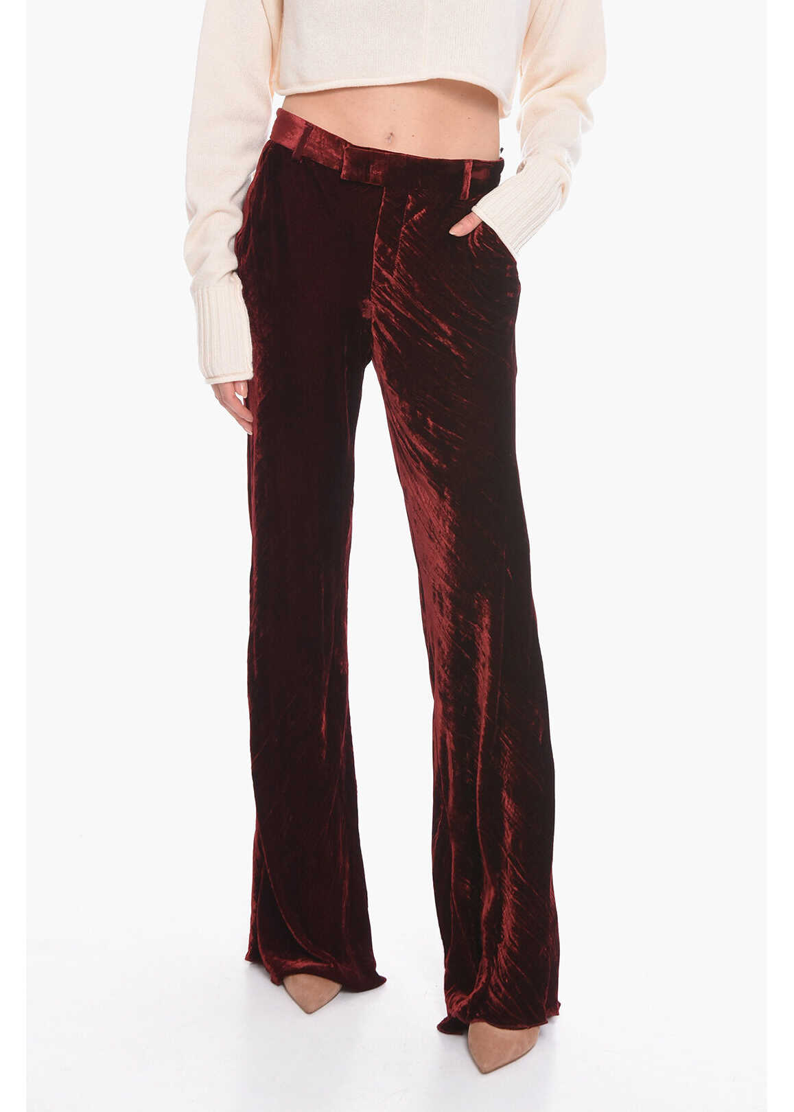 ETRO Velvet Artemisia Flared Trousers Red