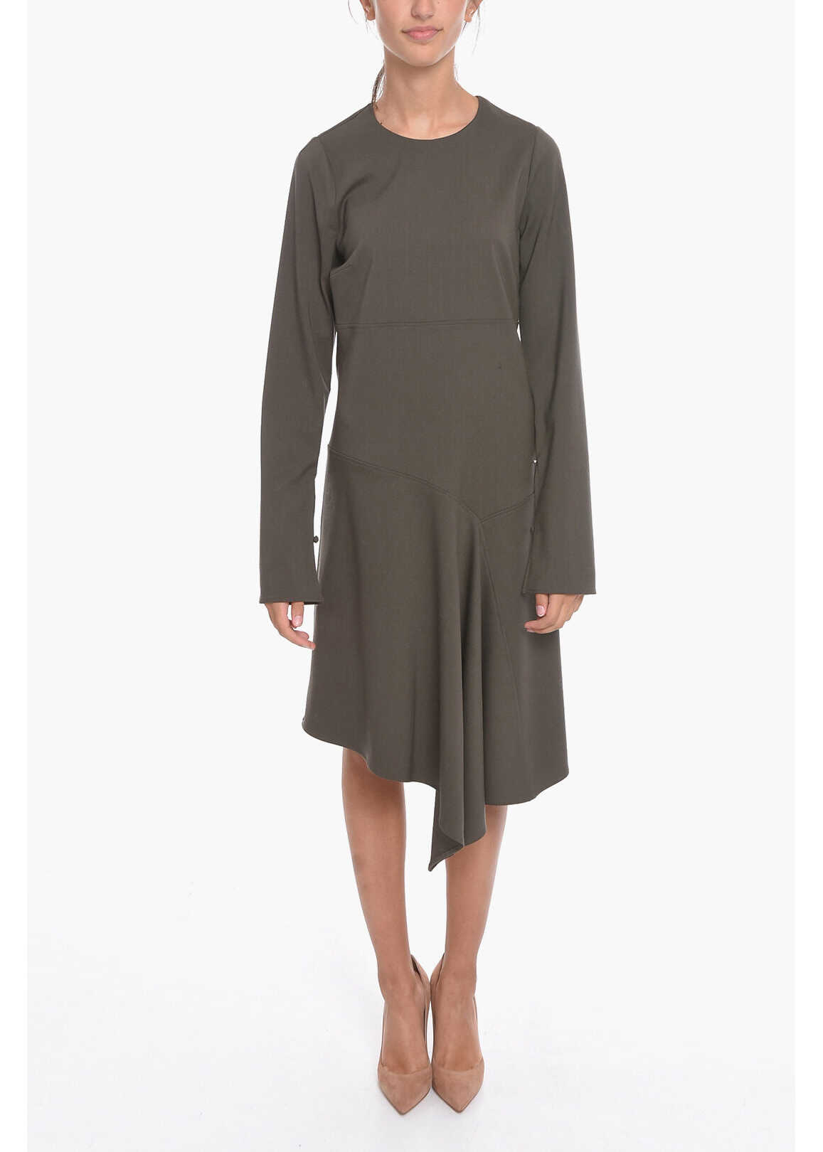 SPORTMAX Wool Maggio Dress With Pleats Green